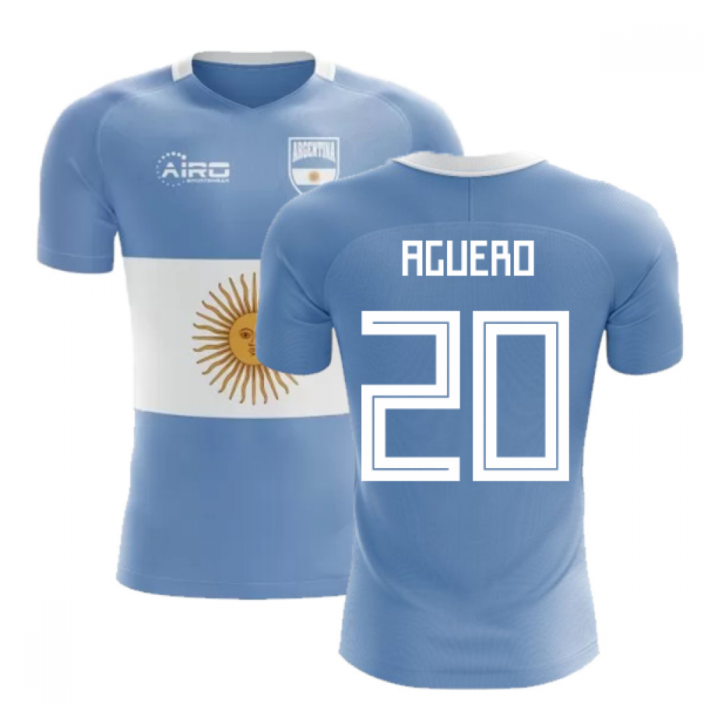 2024-2025 Argentina Flag Concept Football Shirt (Aguero 20) - Kids