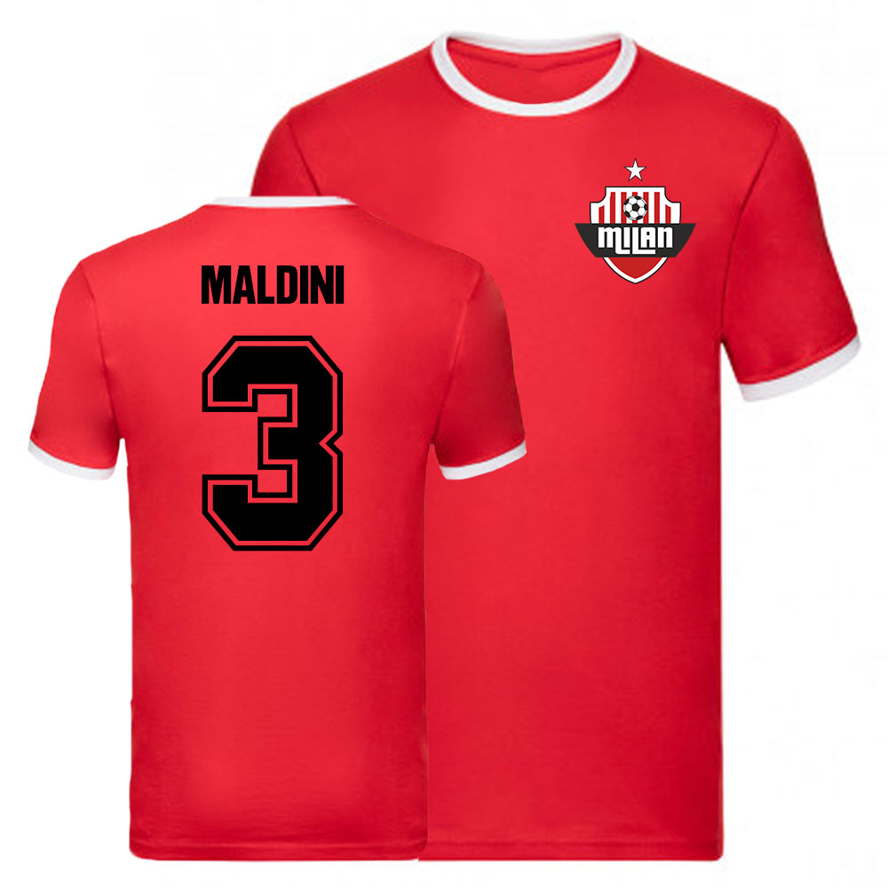 Paolo Maldini AC Milan Ringer Tee (Red)