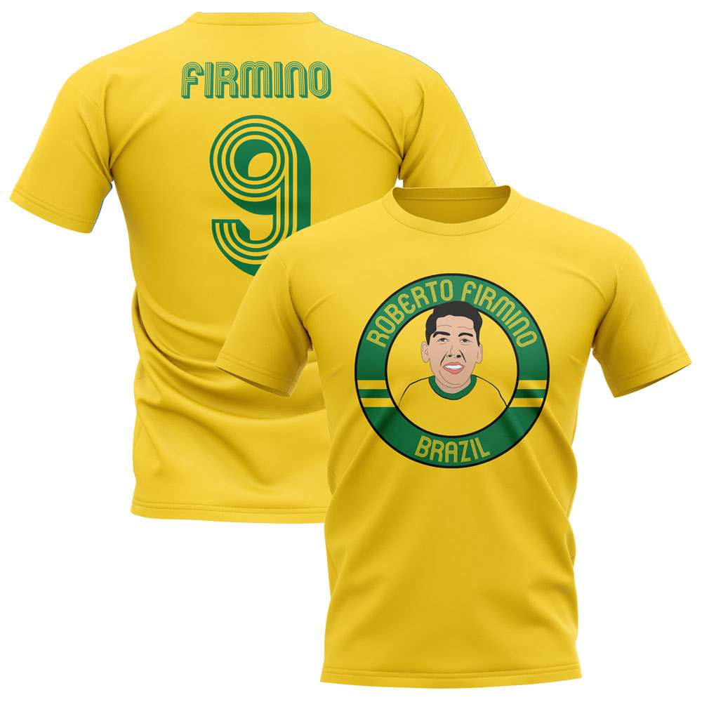 Roberto Firmino Brazil Illustration T-Shirt (Yellow)