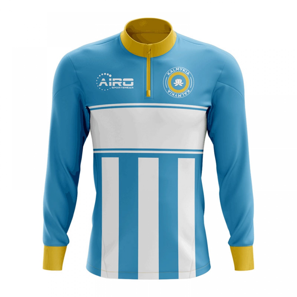 Kalmykia Concept Football Half Zip Midlayer Top (Sky Blue-White)