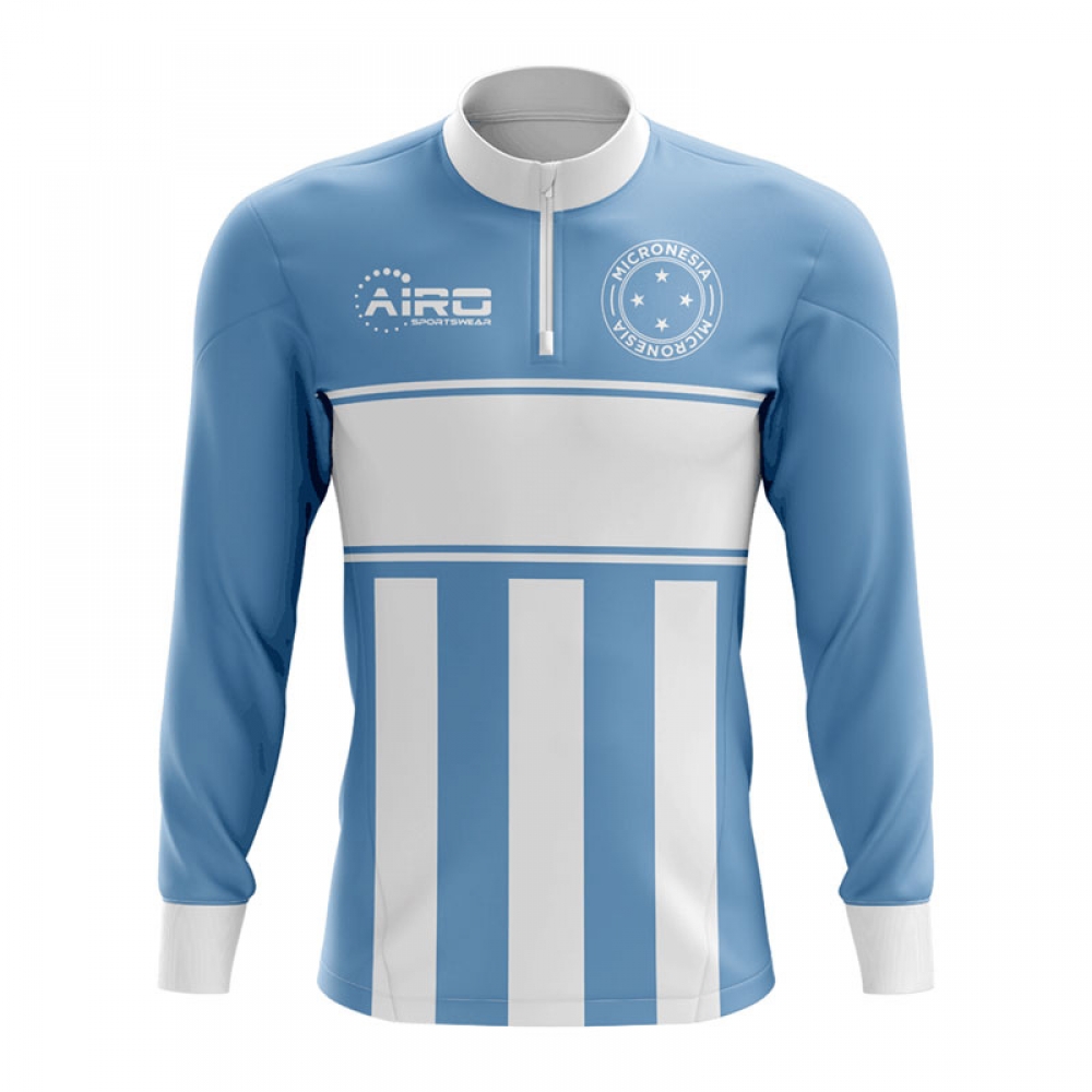 Micronesia Concept Football Half Zip Midlayer Top (Sky Blue-White)