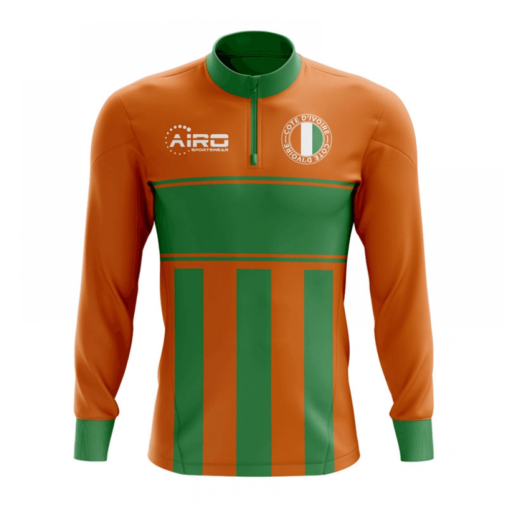 Cote d'Ivoire Concept Football Half Zip Midlayer Top (Orange-Green)