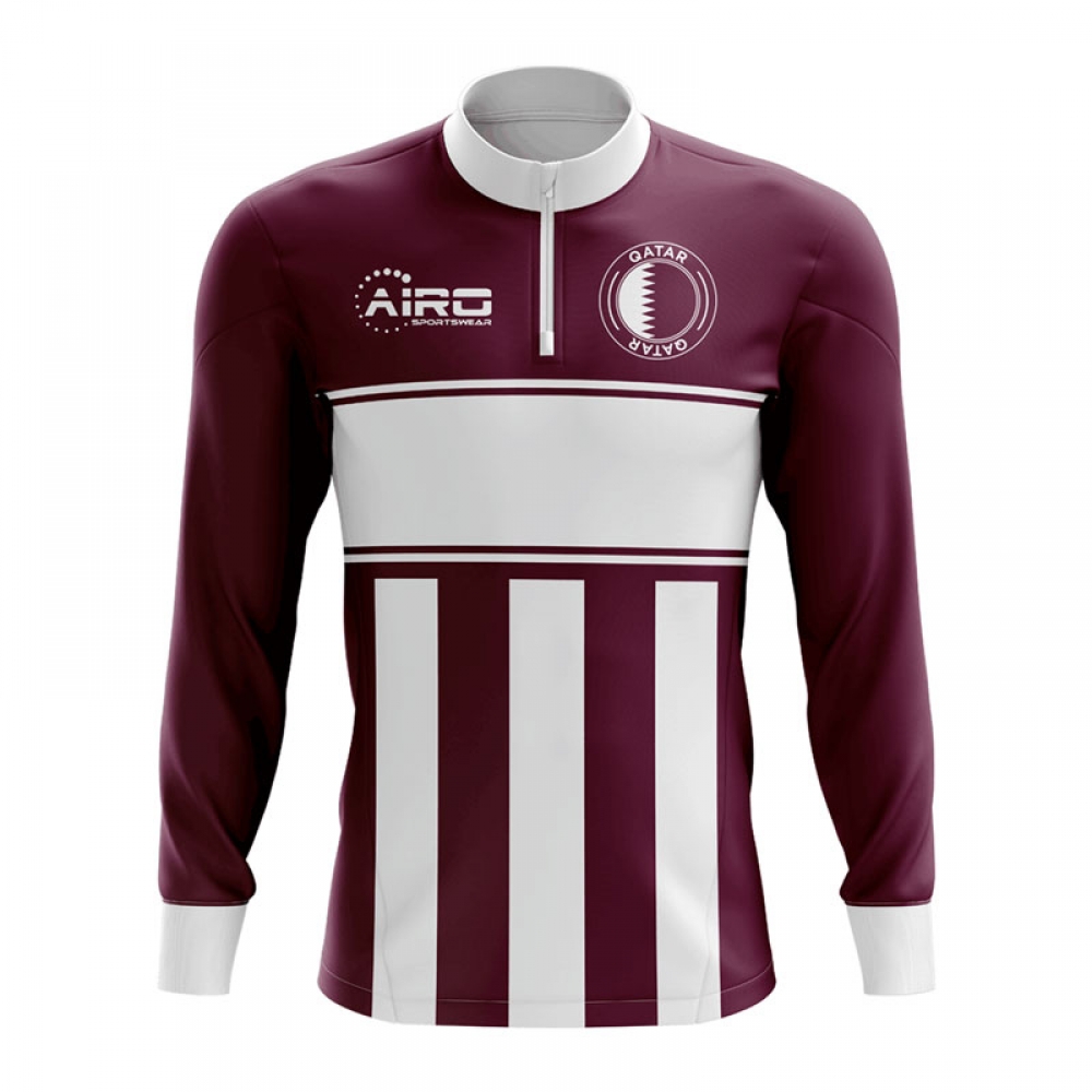 Qatar Concept Football Half Zip Midlayer Top (Burgundy-White)