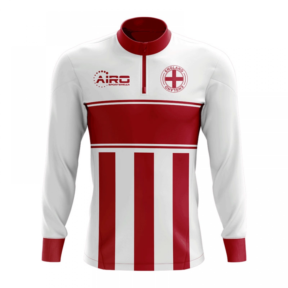 England Concept Football Half Zip Midlayer Top (White-Red)