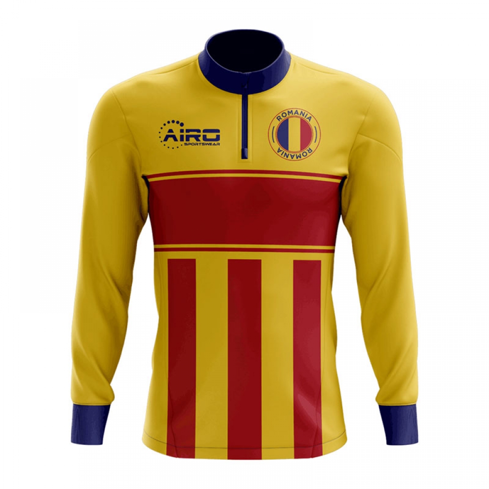 Romania Concept Football Half Zip Midlayer Top (Yellow-Red)