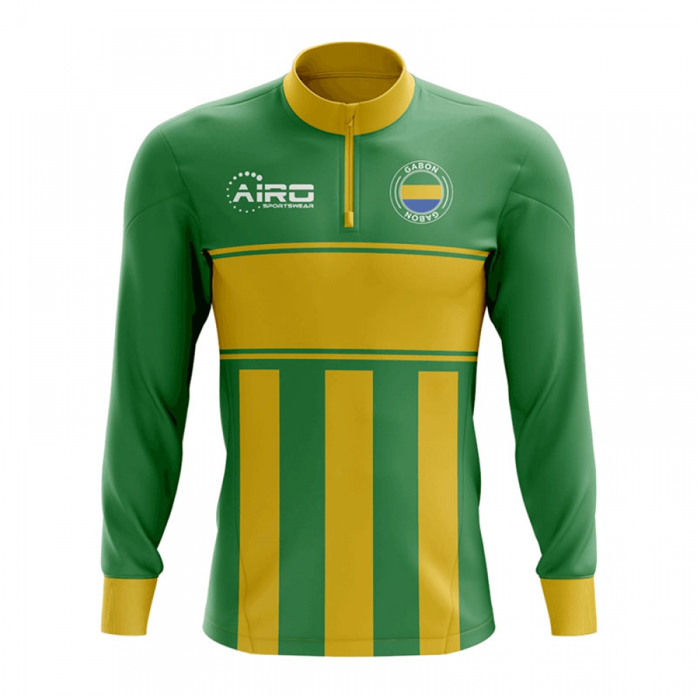 Gabon Concept Football Half Zip Midlayer Top (Green-Yellow)