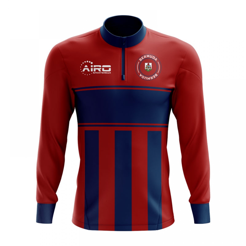 Bermuda Concept Football Half Zip Midlayer Top (Red-Blue)