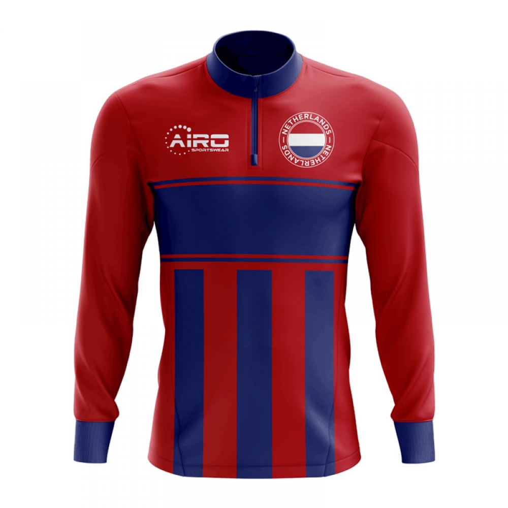 Netherlands Concept Football Half Zip Midlayer Top (Red-Blue)