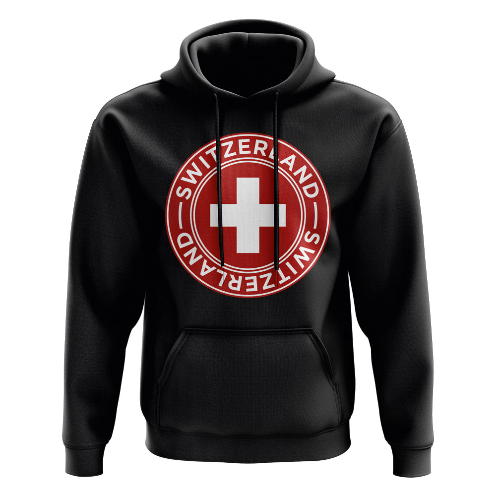 Switzerland Football Badge Hoodie (Black)