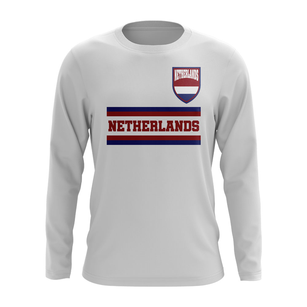 Netherlands Core Football Country Long Sleeve T-Shirt (White)