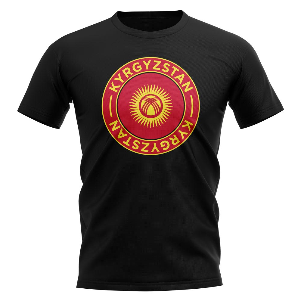 Kyrgyzstan Football Badge T-Shirt (Black)