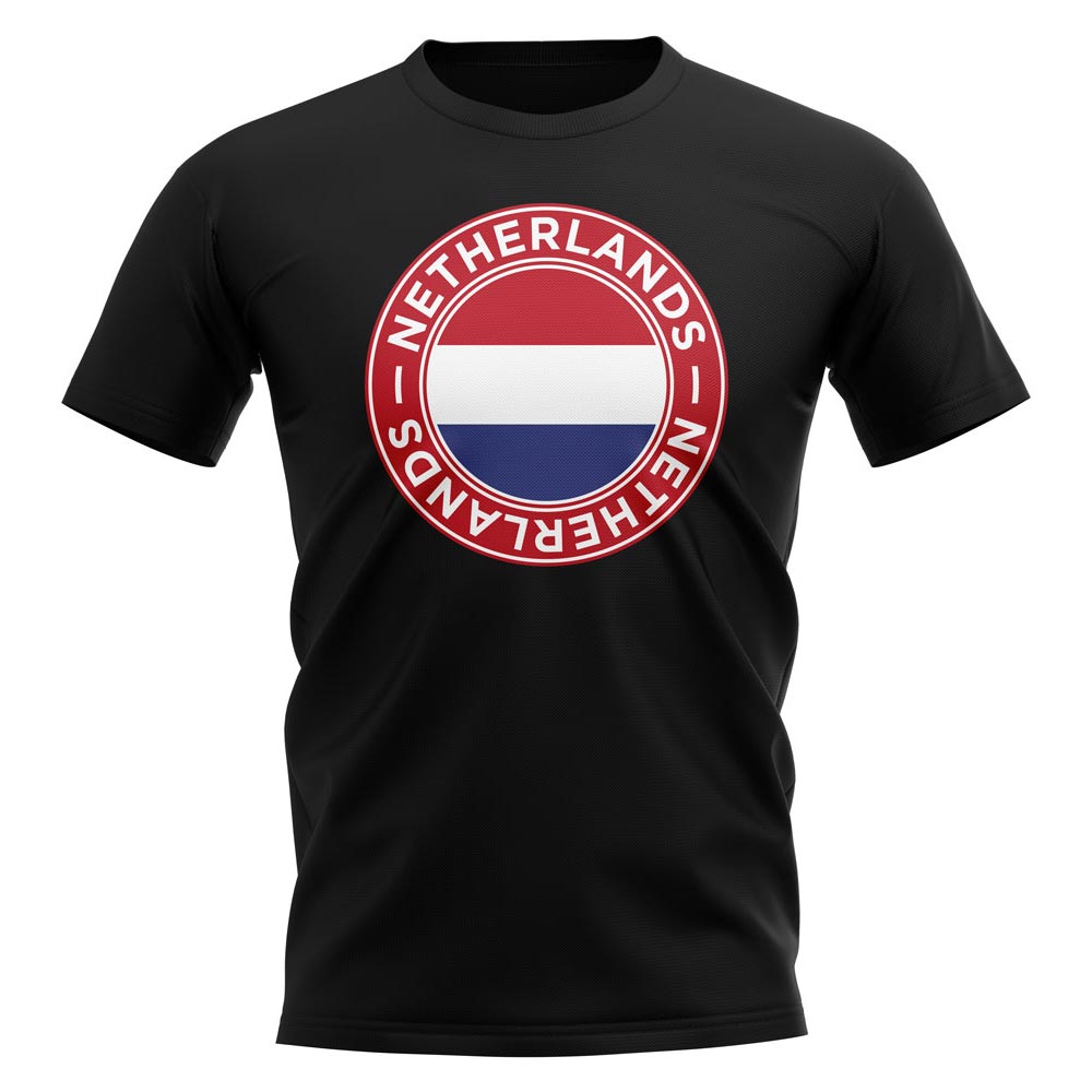 Netherlands Football Badge T-Shirt (Black)