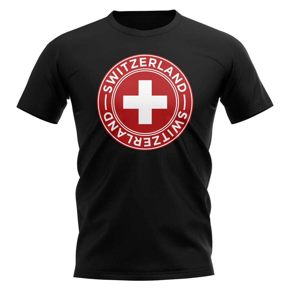 Switzerland Football Badge T-Shirt (Black)