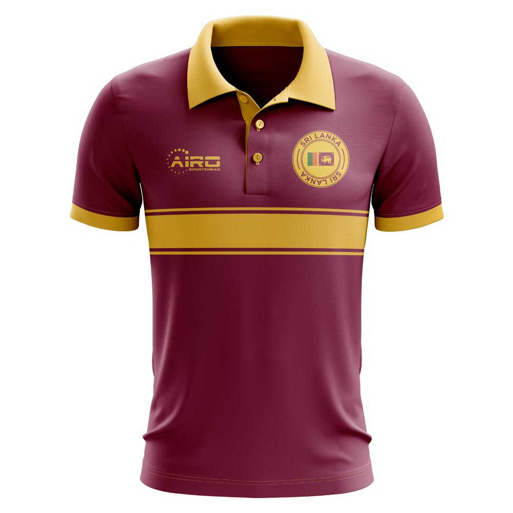 Sri Lanka Concept Stripe Polo Shirt (Maroon) - Kids