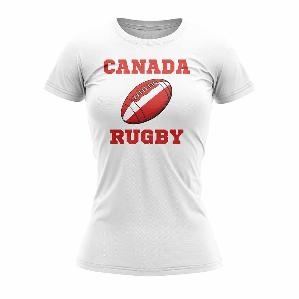 Canada Rugby Ball T-Shirt (White) - Ladies