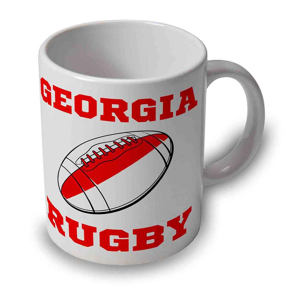 Georgia Rugby Ball Mug (White)