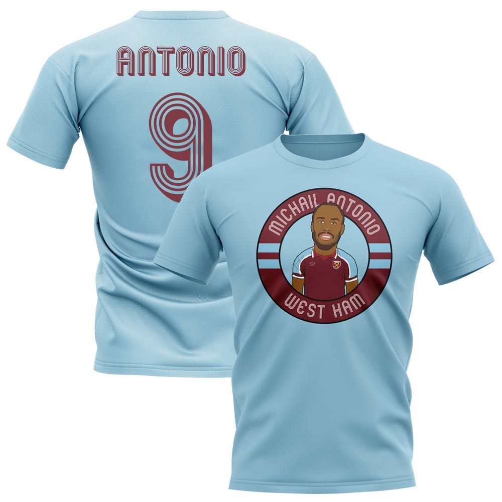 Michail Antonio West Ham Illustration T-Shirt (Sky)