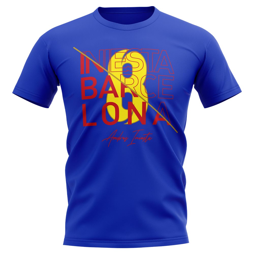 Andres Iniesta Barcelona Graphic Signature T-Shirt (Blue)