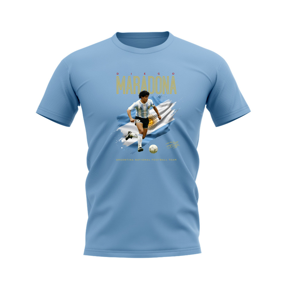 Diego Maradona Argentina Image T-Shirt (Sky Blue)