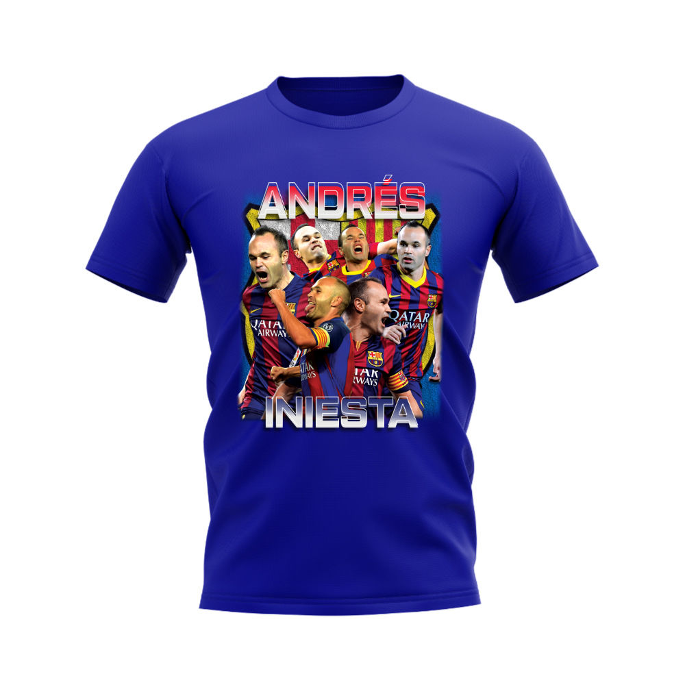 Andres Iniesta Barcelona Bootleg T-Shirt (Blue)