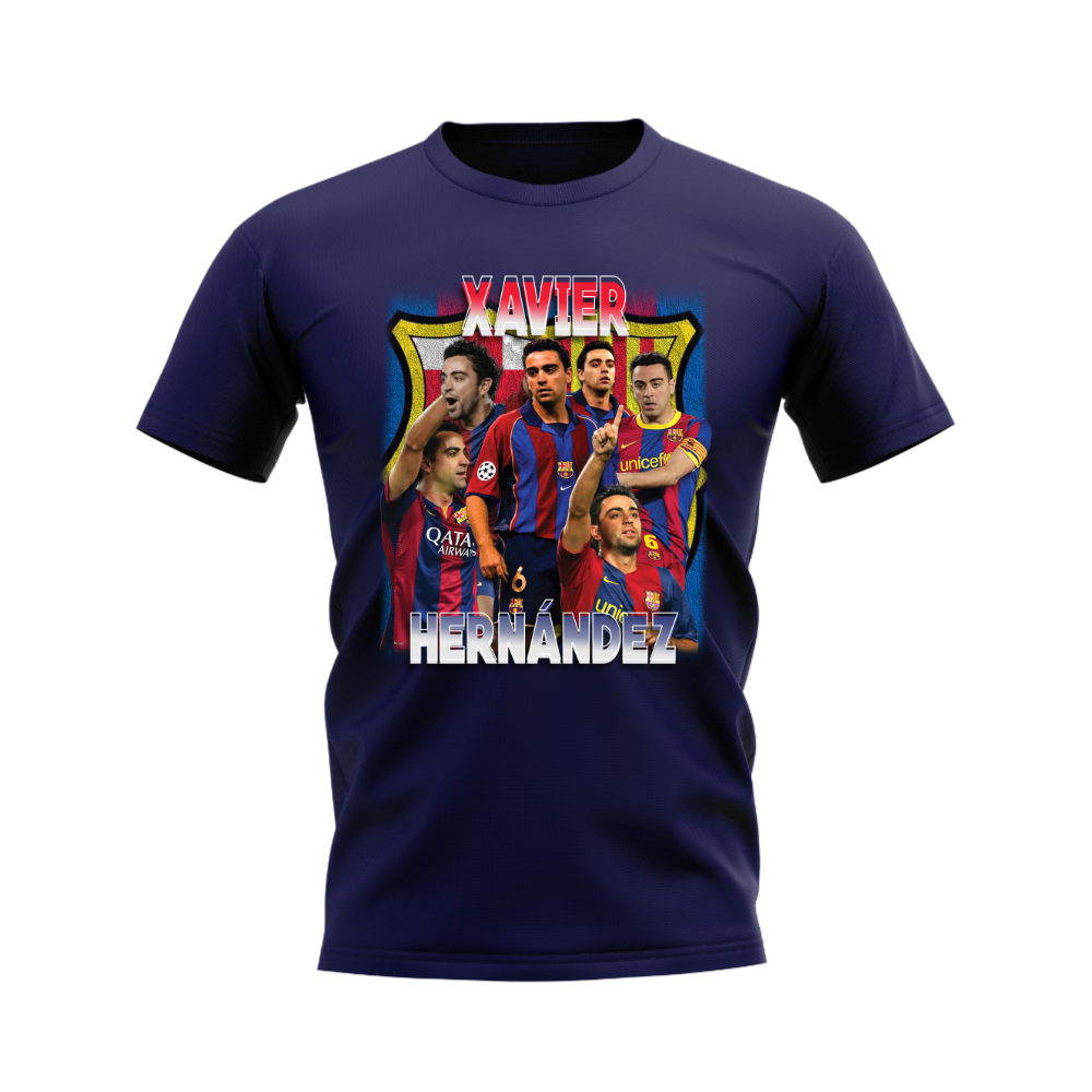 Xavi Barcelona Bootleg T-Shirt (Navy)