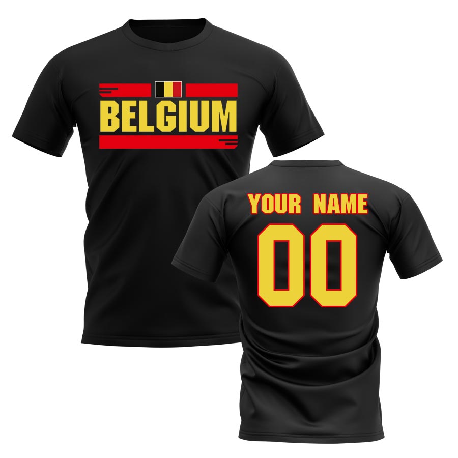 Personalised Belgium Fan Football T-Shirt (black)
