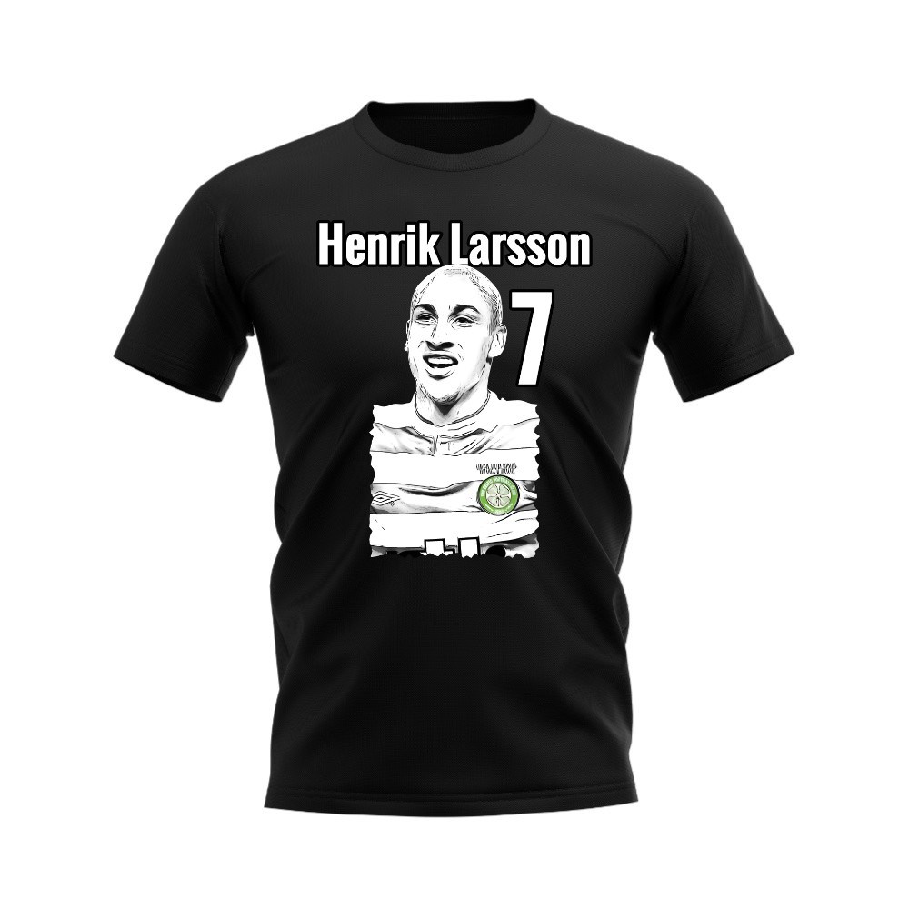 Henrik Larsson Celtic Profile T-Shirt (Black)