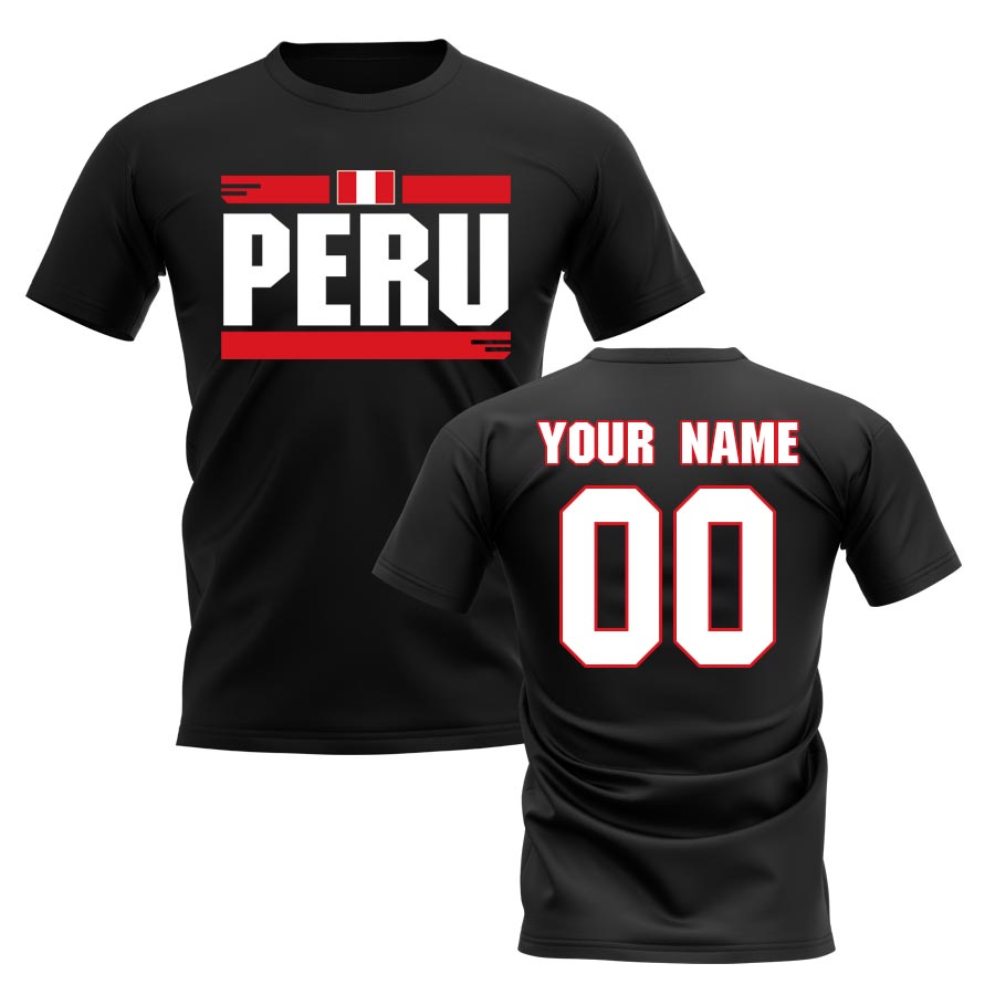 Personalised Peru Fan Football T-Shirt (black)