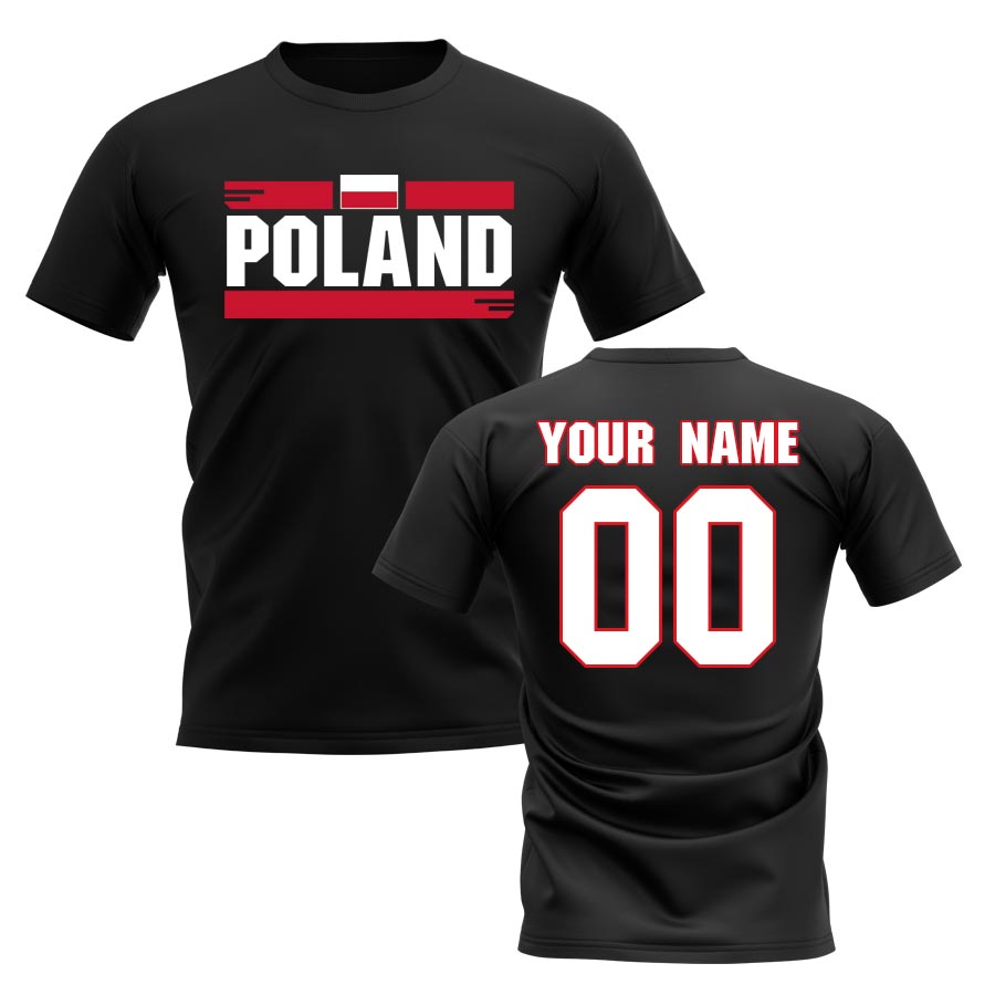 Personalised Poland Fan Football T-Shirt (black)