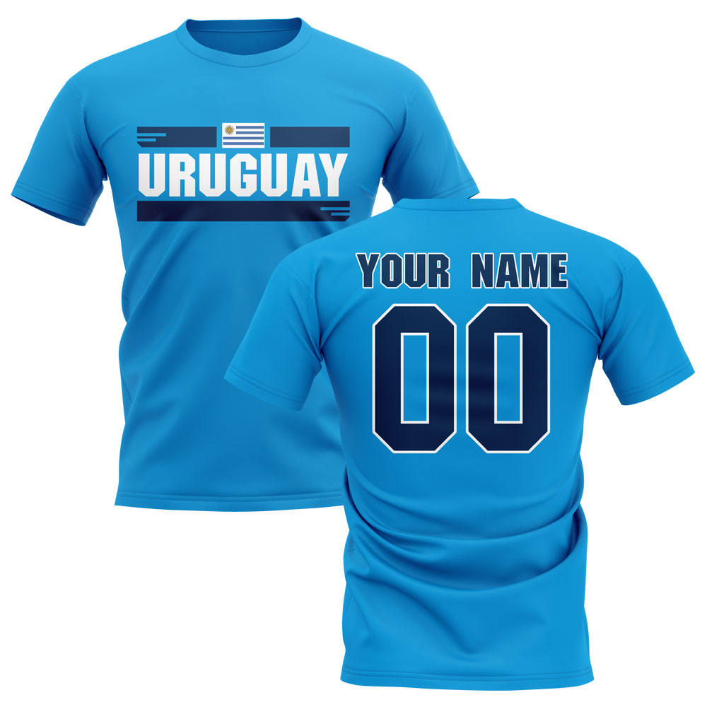 Personalised Uruguay Fan Football T-Shirt (sky)