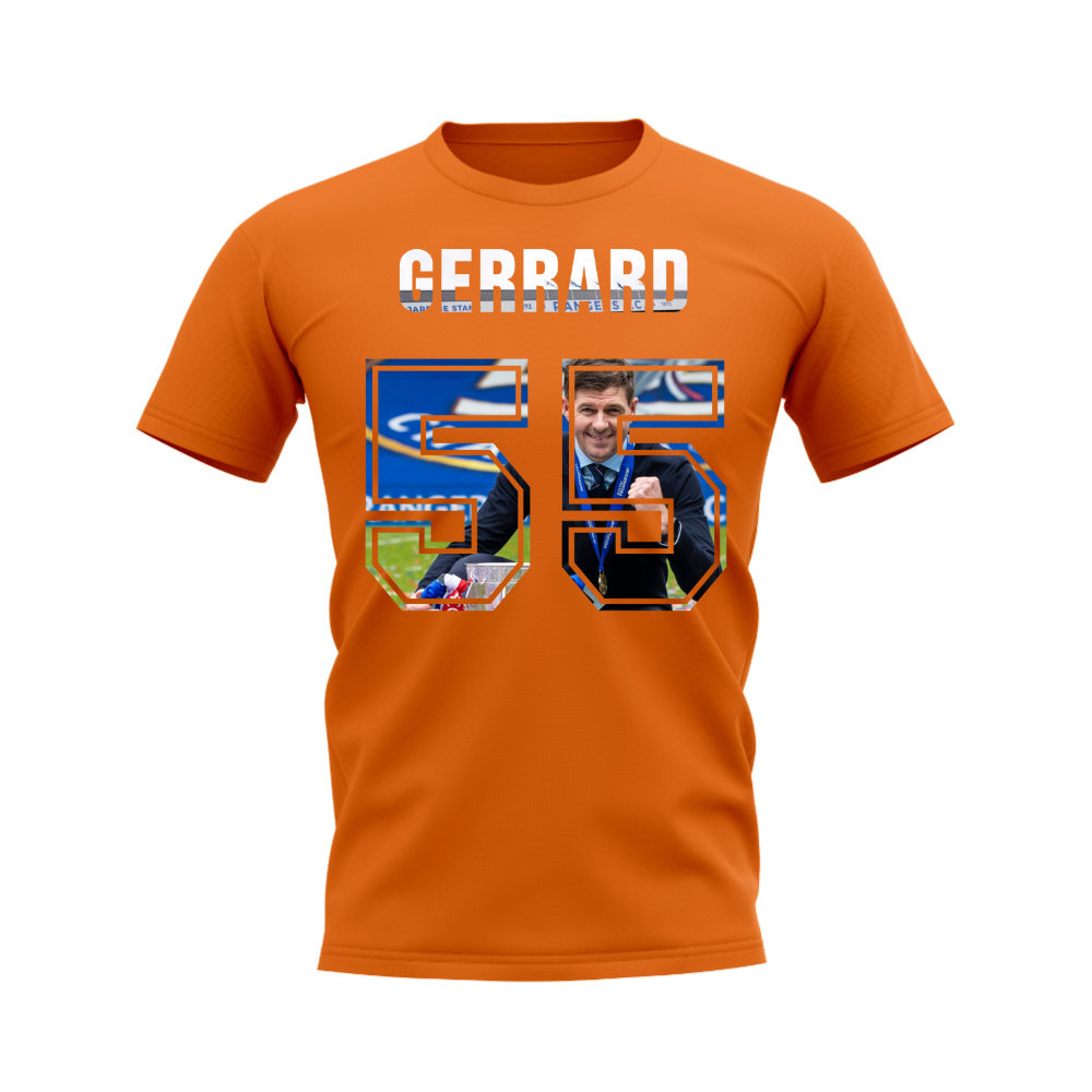 Steven Gerrard Name and Number Rangers T-shirt (Orange)