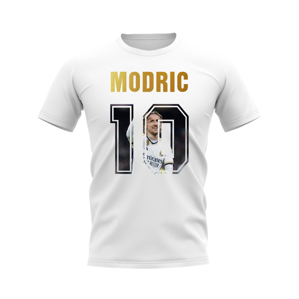 Luka Modric Name And Number Real Madrid T-Shirt (White)