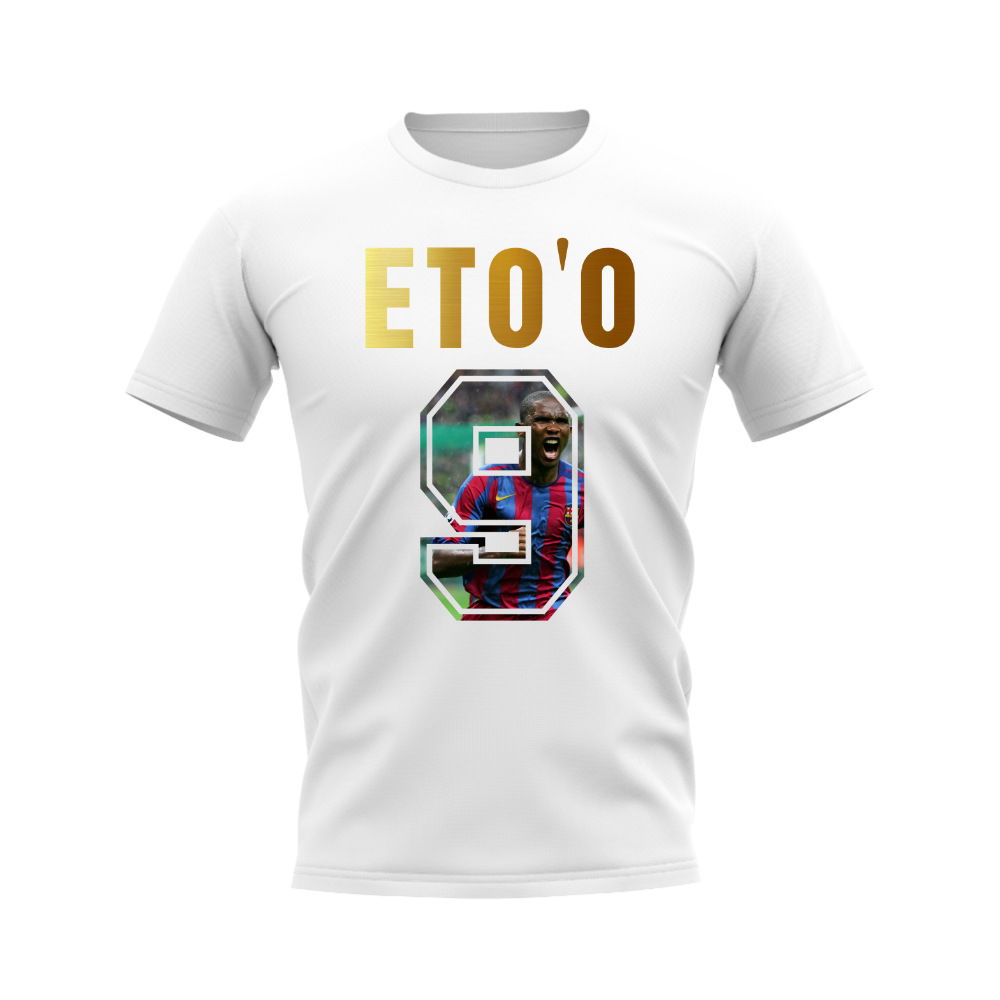 Samuel Eto\'o Name And Number Barcelona T-Shirt (White)