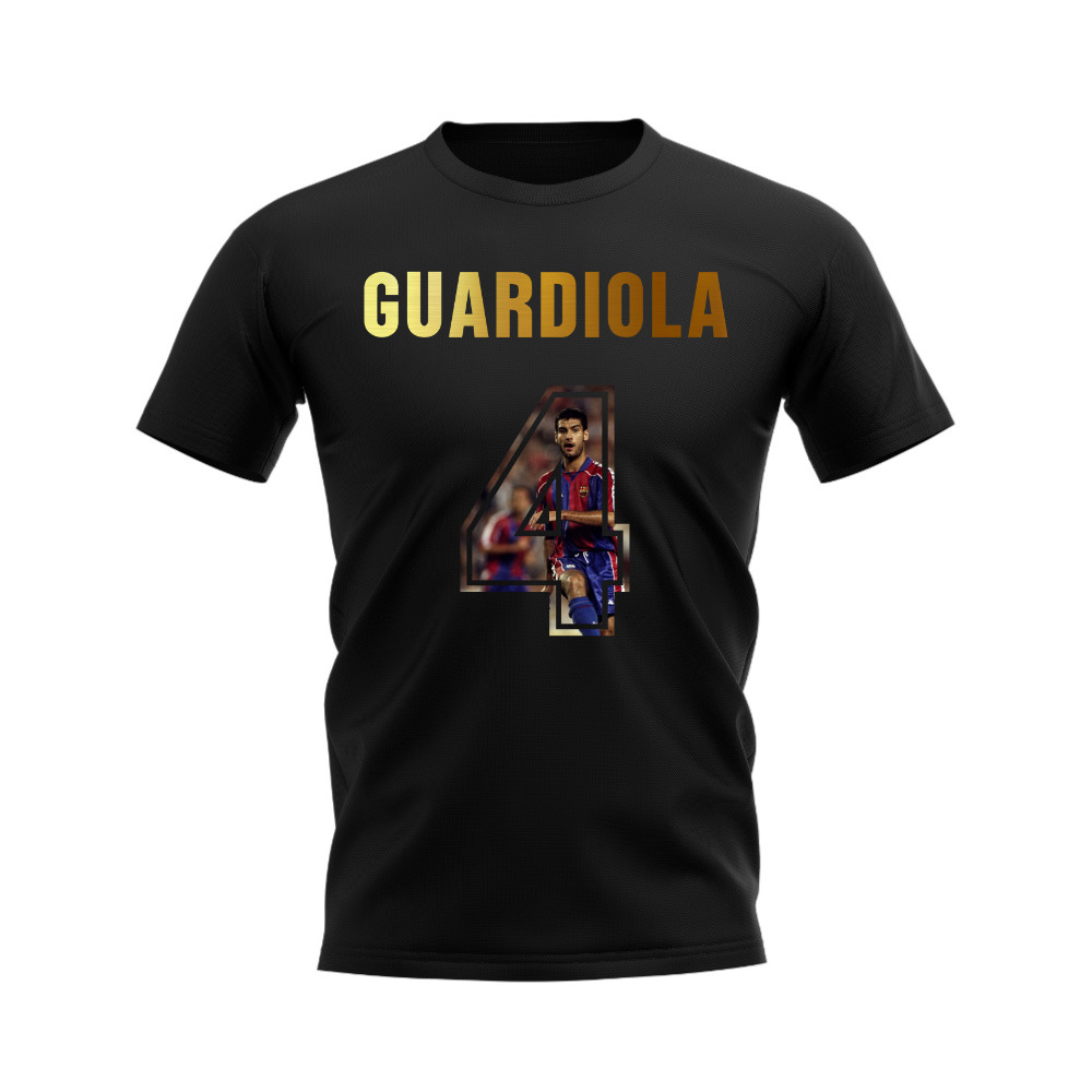 Pep Guardiola Name And Number Barcelona T-Shirt (Black)