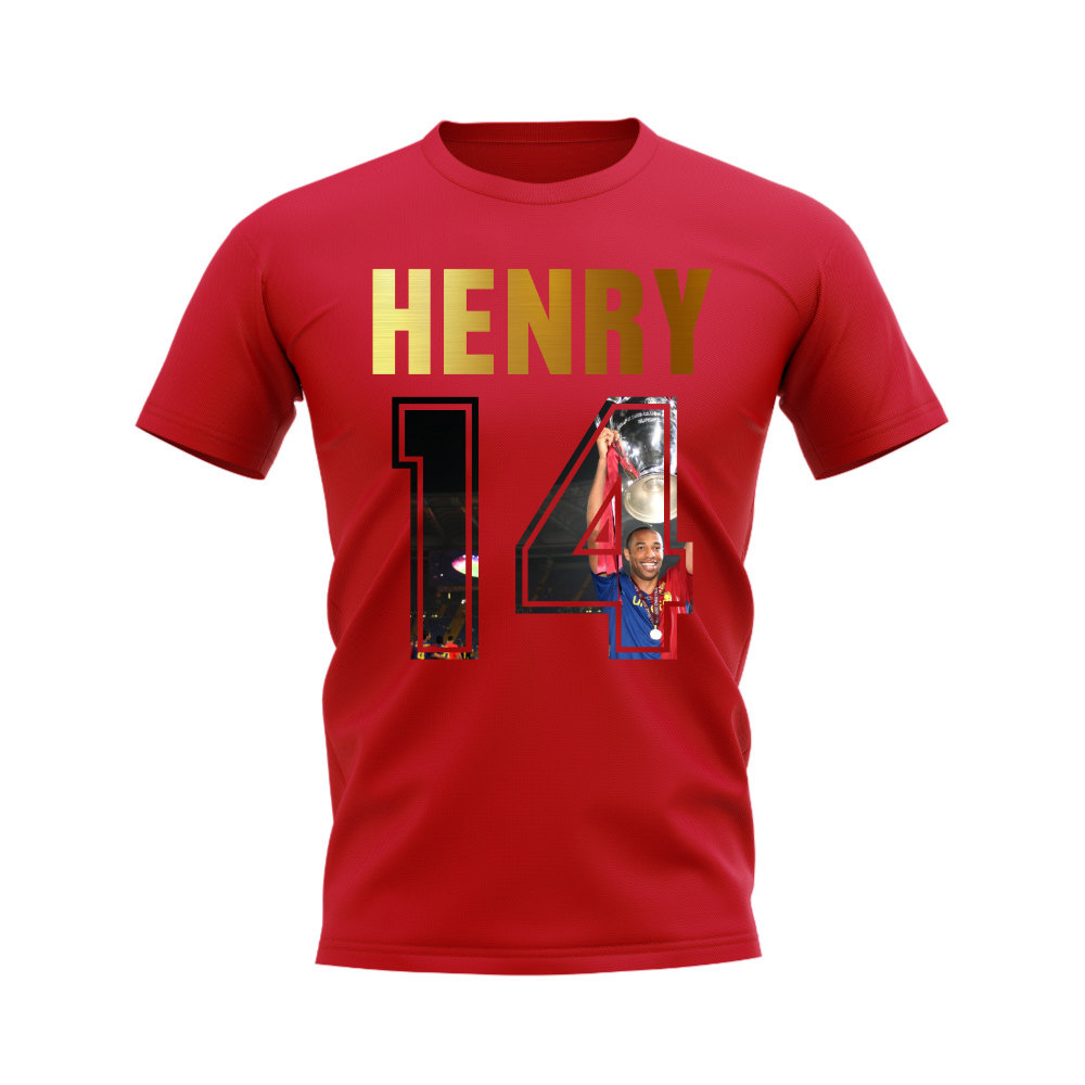 Thierry Henry Name And Number Barcelona T-Shirt (Red)