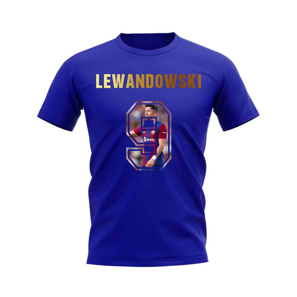 Robert Lewandowski Name And Number Barcelona T-Shirt (Blue)