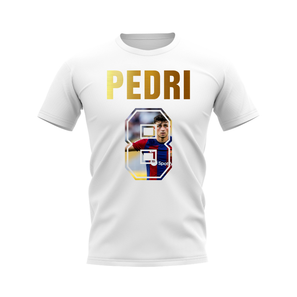 Pedri Name And Number Barcelona T-Shirt (White)