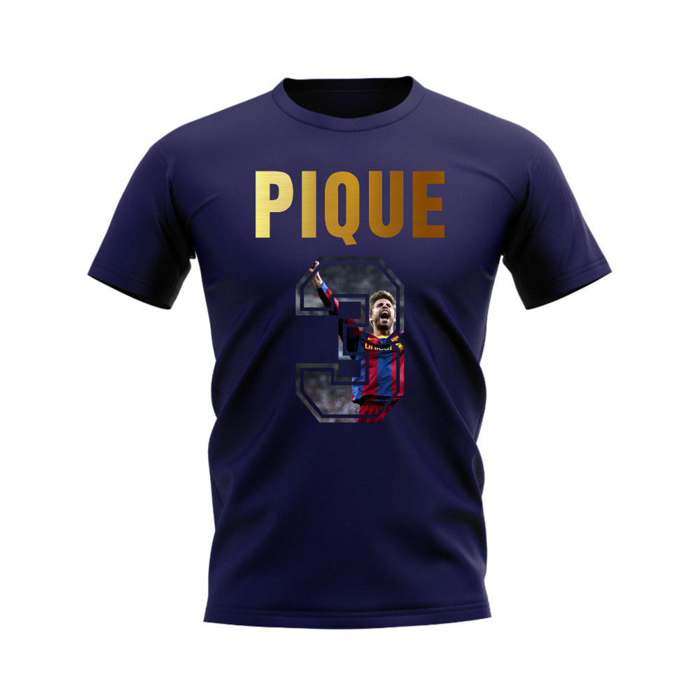 Pique Name And Number Barcelona T-Shirt (Navy)