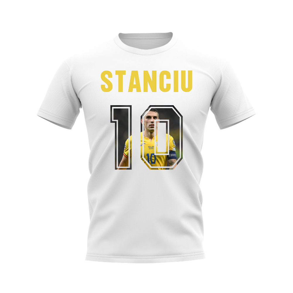 Nicolae Stanciu Name And Number Romania T-Shirt (White)