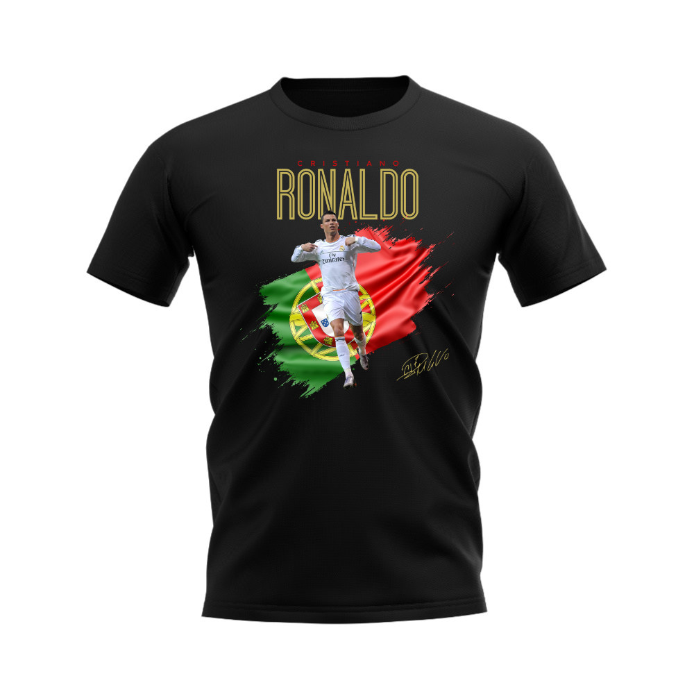 Cristiano Ronaldo Real Madrid and Portugal T-Shirt (Black)