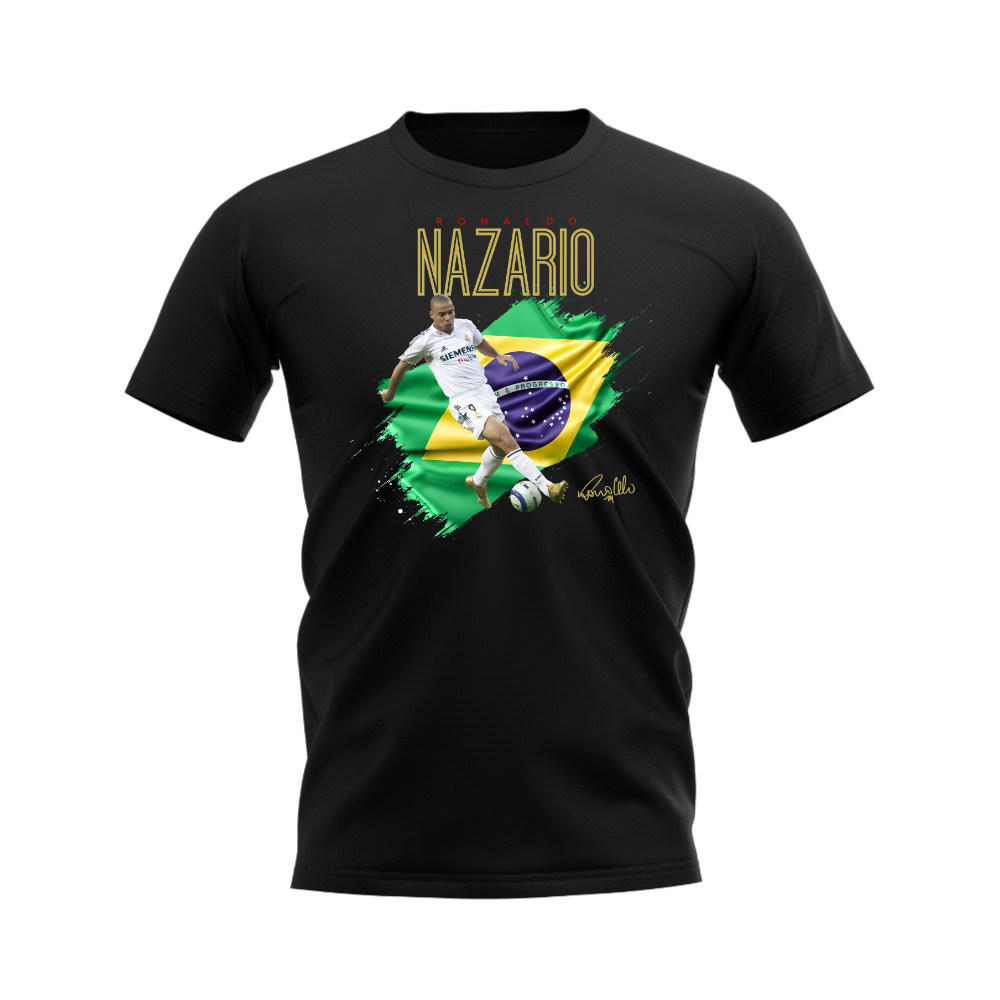 Ronaldo Nazario Real Madrid Flag T-Shirt (Black)