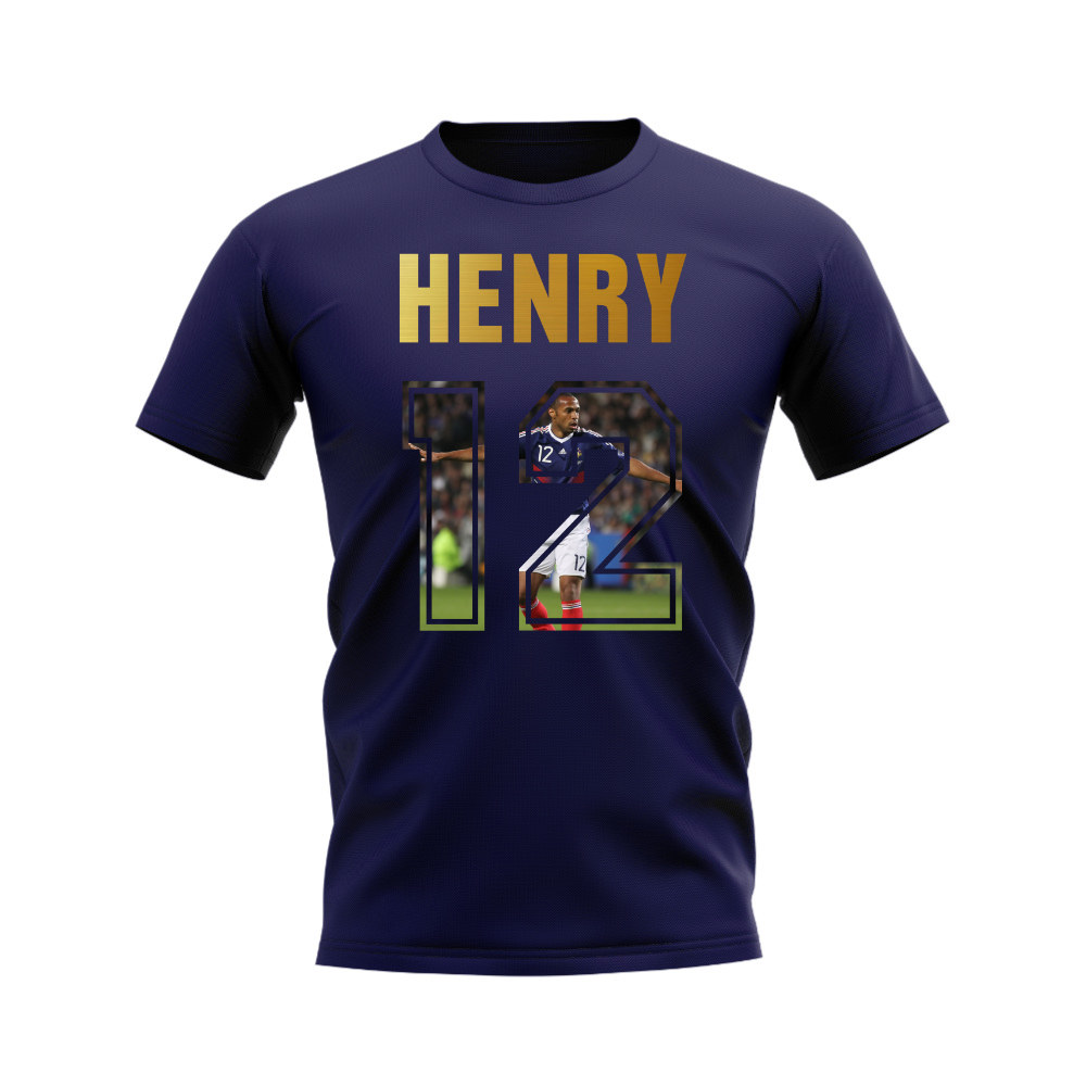 Thierry Henry Name And Number France T-Shirt (Navy)