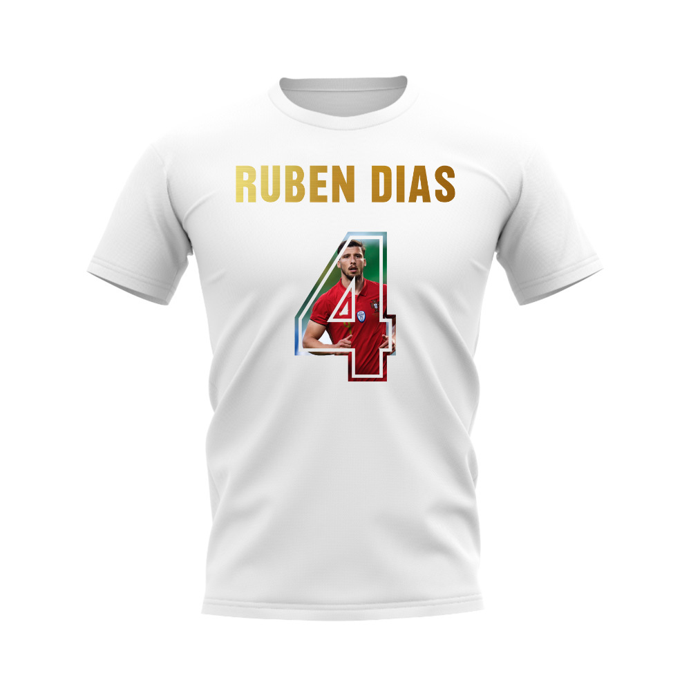 Ruben Dias Name And Number Portugal T-Shirt (White)