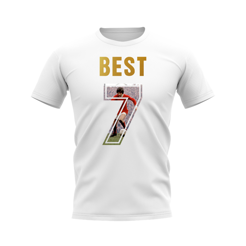 George Best Name And Number Manchester United T-Shirt (White)