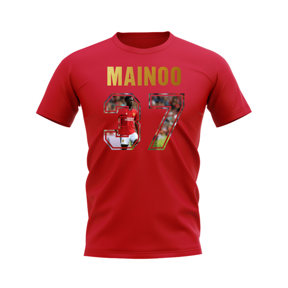 Kobbie Mainoo Name And Number Manchester United T-Shirt (Red)