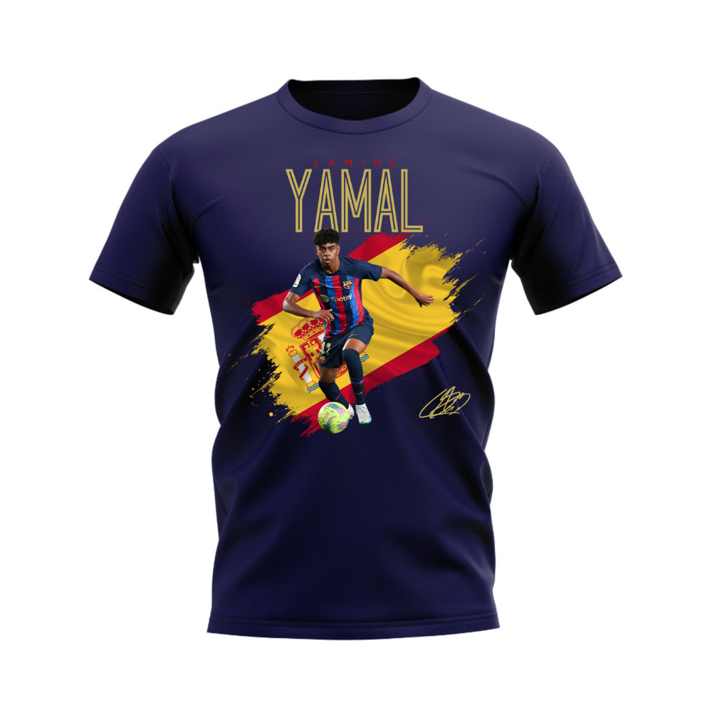 Lamine Yamal Barcelona Flag T-Shirt (Navy)