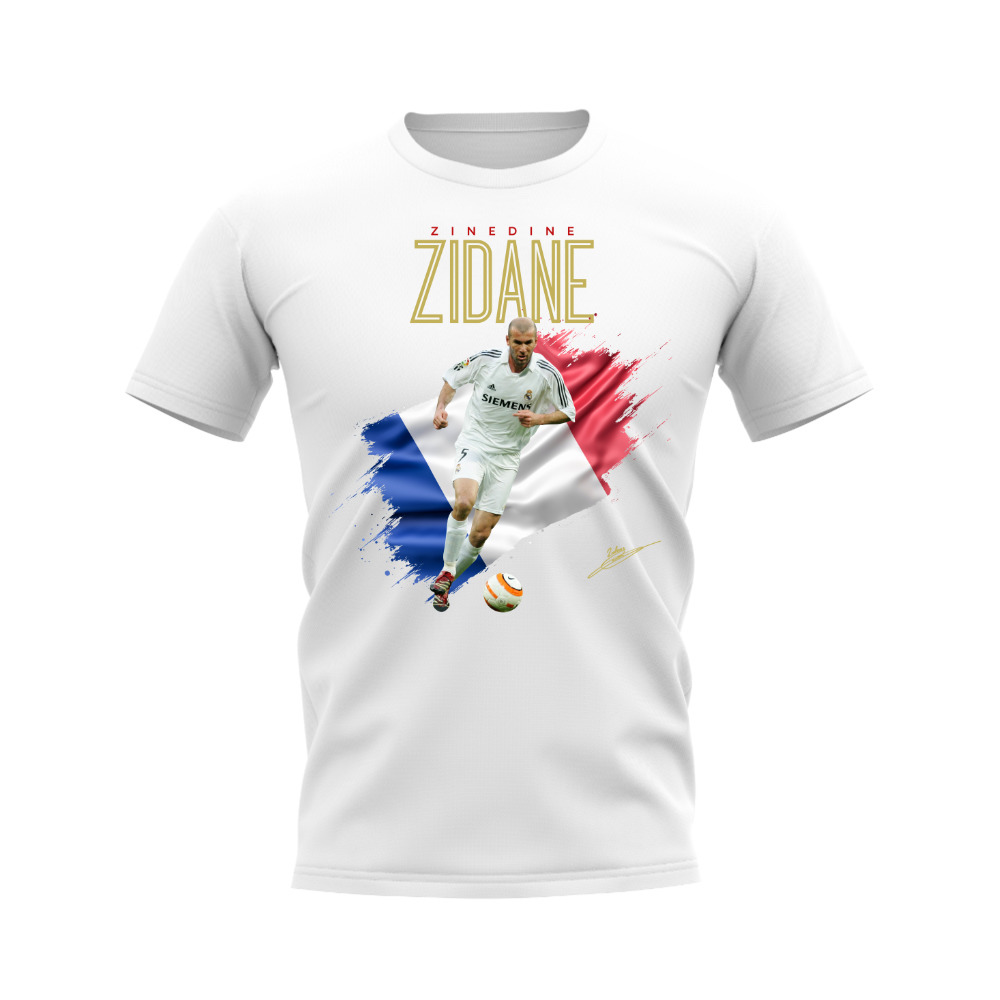 Zinedine Zidane Real Madrid Flag T-Shirt (White)