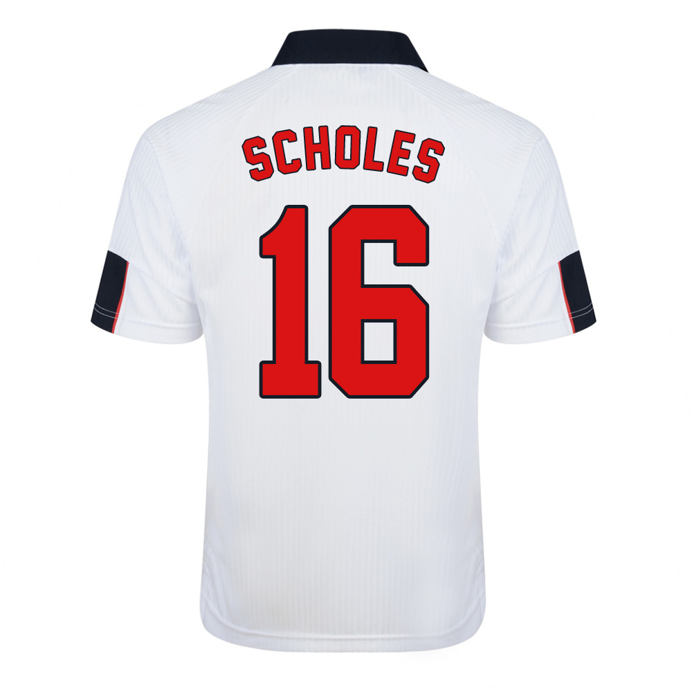 Score Draw England World Cup 1998 Home Shirt (Scholes 16)