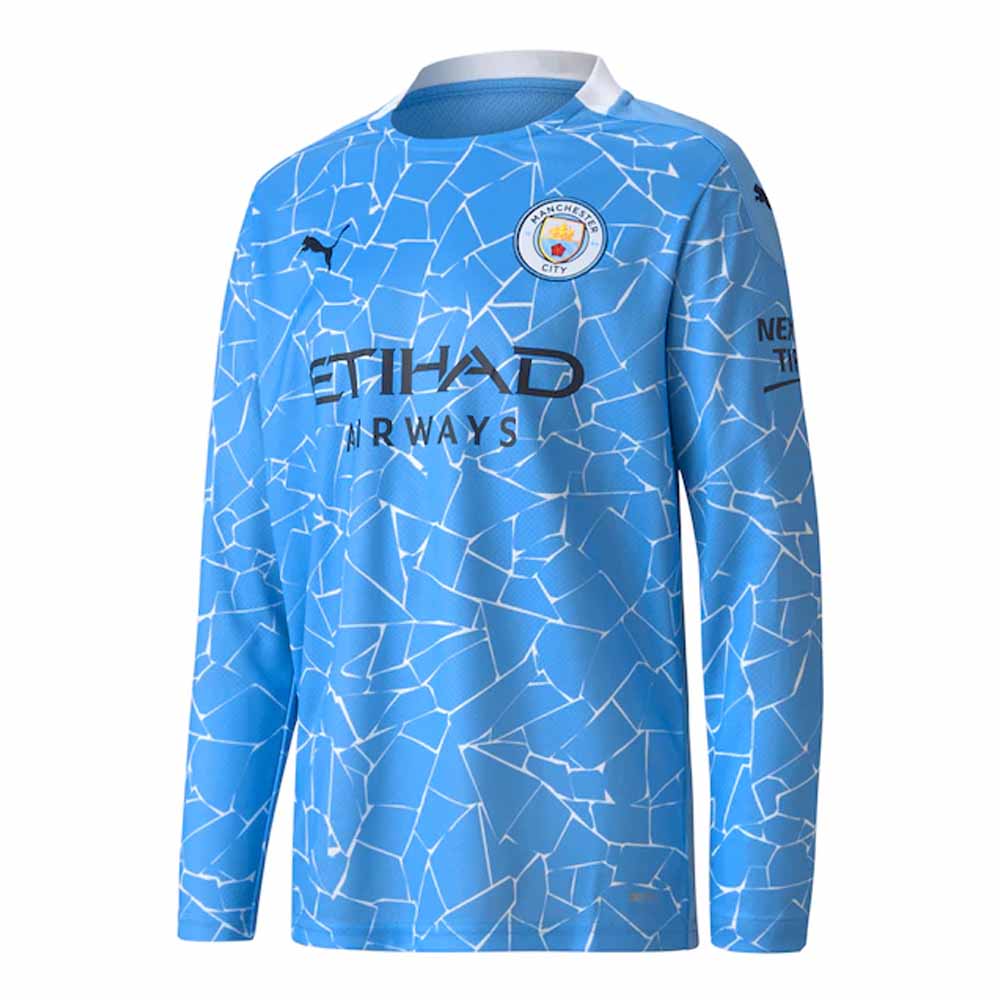 2020-2021 Manchester City Puma Home Long Sleeve Shirt (Kids) (KOMPANY 4)