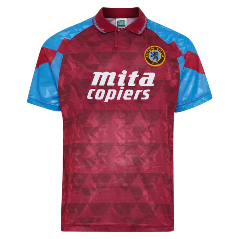 Score Draw Aston Villa 1990 Retro Football Shirt (Mellberg 3)